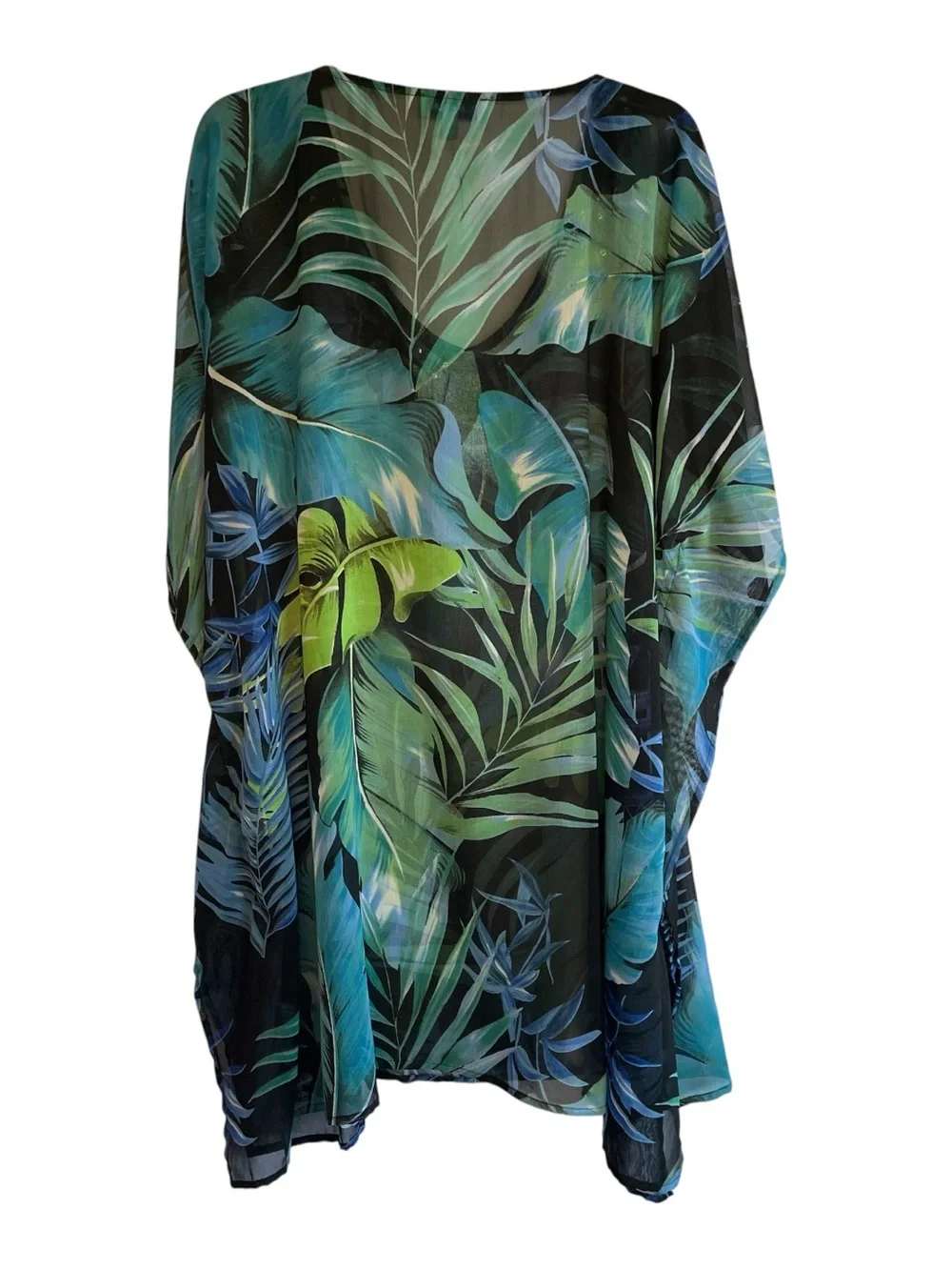 Ellen Weaver Jeweled Caftan Bathing Suit Cover Up Women's Med Summer Vacation